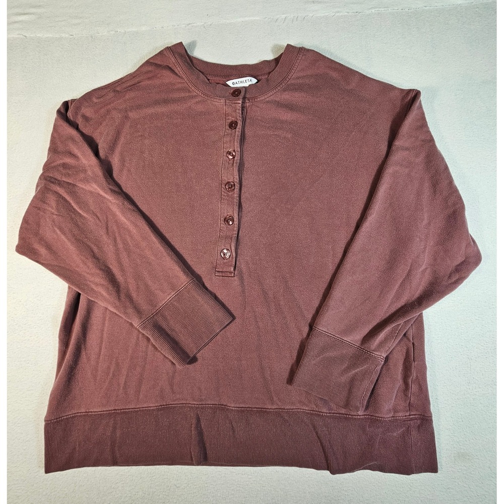 Athleta Balance Henley Sweatshirt XL Mauve‎ Plum Tencel Blend Pullover 985543